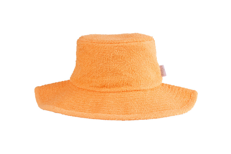 Plain Mango Orange Wide Brim Terry Towelling Bucket Hat - The Terry Australia