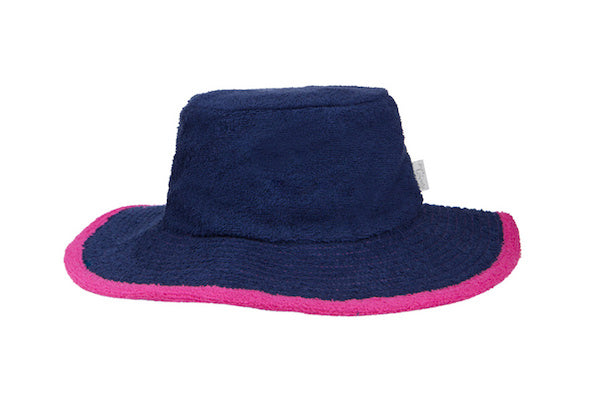 Plain Navy & Hot Pink Terry Towelling Bucket Hat - The Terry Australia