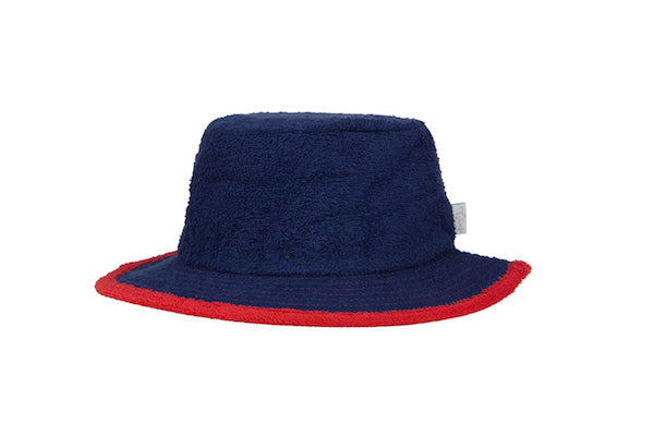 Plain Navy & Red Narrow Brim Terry Towelling Hat - The Terry Australia