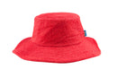 Terry Towelling <BR> Wide Brim Bucket Hat<BR>Red