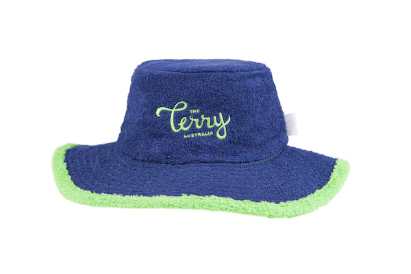 The Bluey Terry Towelling Bucket Hat-Navy/Green