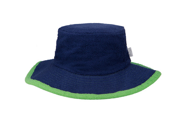 Plain Navy & Green Terry Towelling Bucket Hat - The Terry Australia