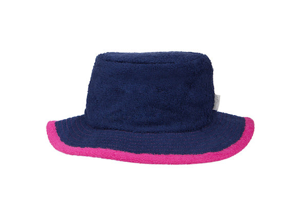 Plain Navy & Hot Pink Narrow Brim Terry Towelling Hat - The Terry Australia