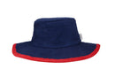 Plain Navy & Red Wide Brim Terry Towelling Bucket Hat - The Terry Australia