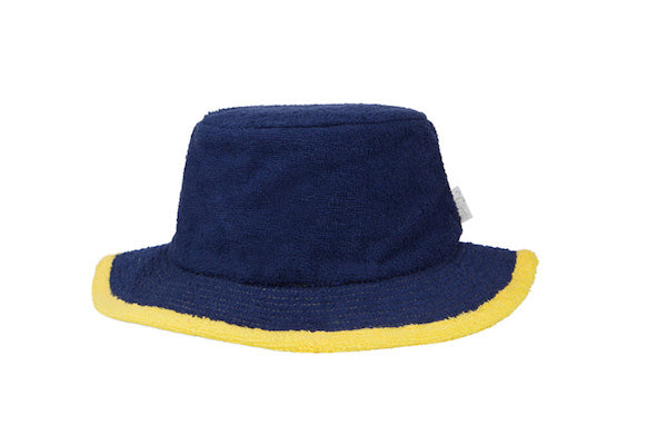 Plain Navy & Yellow Narrow Brim Terry Towelling Hat - The Terry Australia