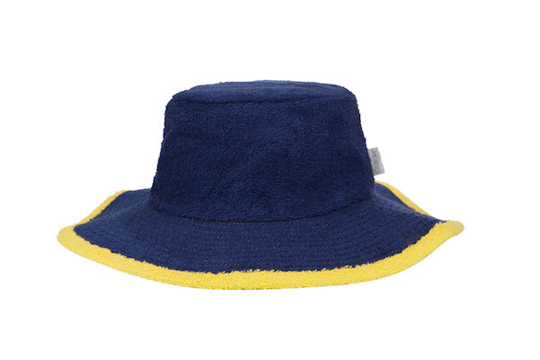 Plain Navy & Yellow Terry Towelling Bucket Hat - The Terry Australia