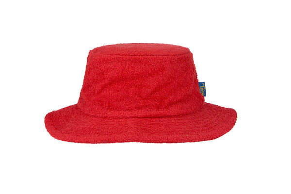 Terry Towelling Bucket Hat-Narrow Brim Red