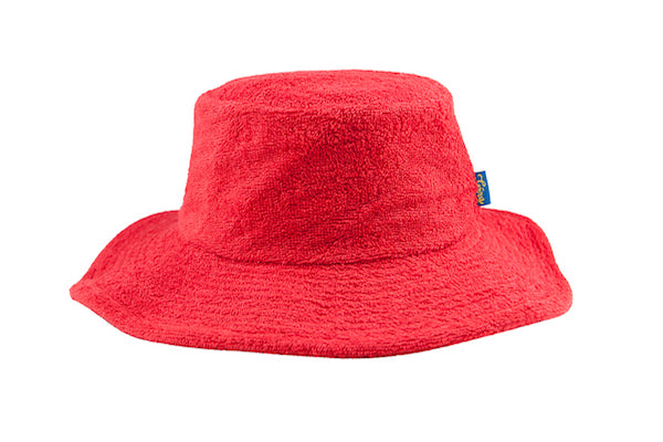 Terry Towelling Bucket Hat-Wide Brim Red