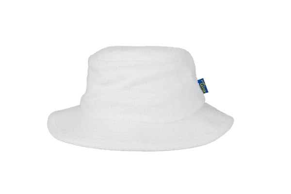 Terry Towelling Bucket Hat-Narrow Brim White