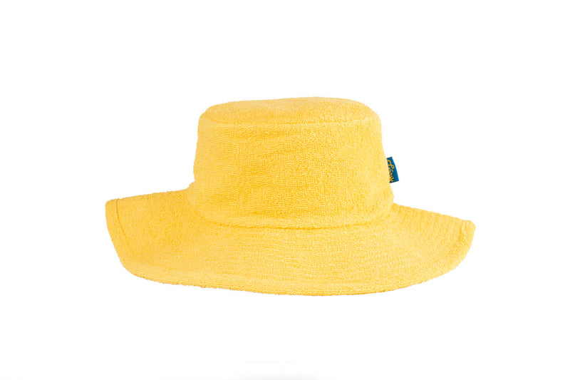 Terry Towelling Bucket Hat-Wide Brim Yellow